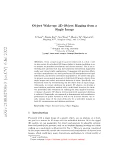 Object Wake-up: 3D Object Rigging from a Single Image