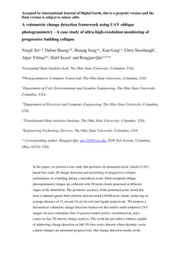 A volumetric change detection framework using UAV oblique photogrammetry
  - A case study of ultra-high-resolution monitoring of progressive building
  collapse