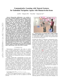 Communicative Learning with Natural Gestures for Embodied Navigation
  Agents with Human-in-the-Scene