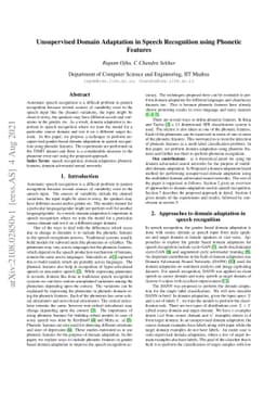 Unsupervised Domain Adaptation in Speech Recognition using Phonetic
  Features