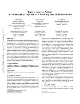 Lights, Camera, Action! A Framework to Improve NLP Accuracy over OCR
  documents