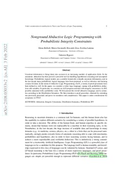 Nonground Abductive Logic Programming with Probabilistic Integrity
  Constraints