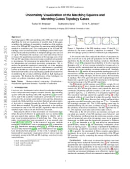 Uncertainty Visualization of the Marching Squares and Marching Cubes
  Topology Cases