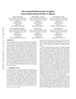 Deriving Disinformation Insights from Geolocalized Twitter Callouts