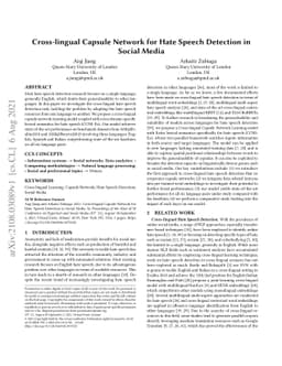 Cross-lingual Capsule Network for Hate Speech Detection in Social Media