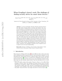 When Googling it doesn't work: The challenge of finding security advice
  for smart home devices