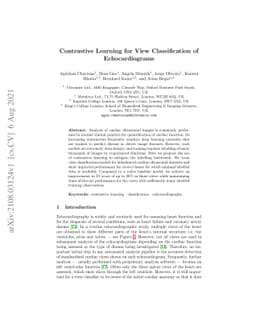 Contrastive Learning for View Classification of Echocardiograms