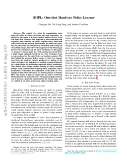 OHPL: One-shot Hand-eye Policy Learner