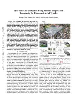 Real-time Geo-localization Using Satellite Imagery and Topography for
  Unmanned Aerial Vehicles