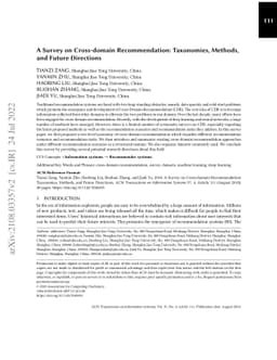 A Survey on Cross-domain Recommendation: Taxonomies, Methods, and Future
  Directions