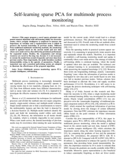 Self-learning sparse PCA for multimode process monitoring
