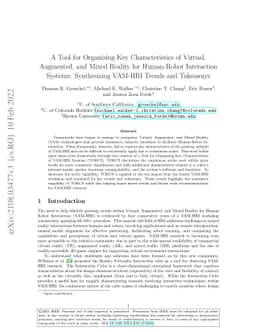 A Tool for Organizing Key Characteristics of Virtual, Augmented, and
  Mixed Reality for Human-Robot Interaction Systems: Synthesizing VAM-HRI
  Trends and Takeaways