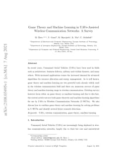 Game Theory and Machine Learning in UAVs-Assisted Wireless Communication
  Networks: A Survey