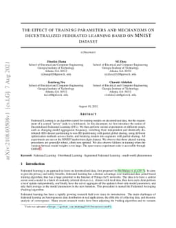 The Effect of Training Parameters and Mechanisms on Decentralized
  Federated Learning based on MNIST Dataset