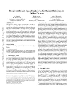 Recurrent Graph Neural Networks for Rumor Detection in Online Forums