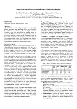 Identification of Play Styles in Universal Fighting Engine