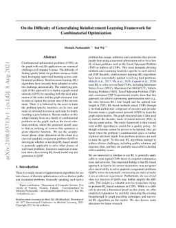 On the Difficulty of Generalizing Reinforcement Learning Framework for
  Combinatorial Optimization