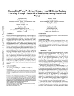 Hierarchical View Predictor: Unsupervised 3D Global Feature Learning
  through Hierarchical Prediction among Unordered Views