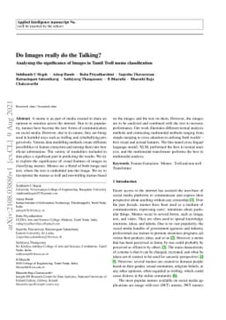 Do Images really do the Talking? Analysing the significance of Images in
  Tamil Troll meme classification