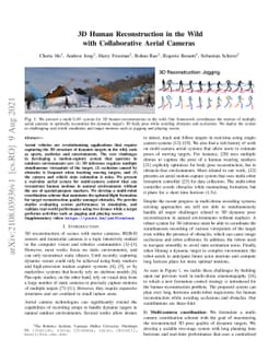 3D Human Reconstruction in the Wild with Collaborative Aerial Cameras