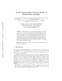 On the Transferability of Neural Models of Morphological Analogies
