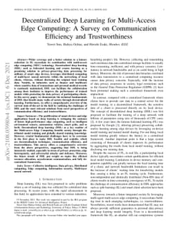 Decentralized Deep Learning for Multi-Access Edge Computing: A Survey on
  Communication Efficiency and Trustworthiness