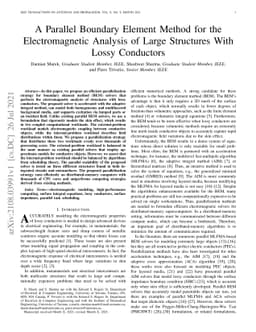 A Parallel Boundary Element Method for the Electromagnetic Analysis of
  Large Structures With Lossy Conductors