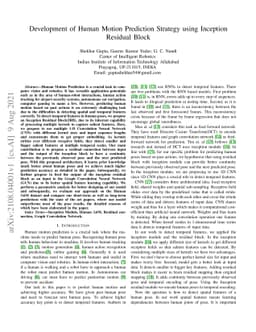 Development of Human Motion Prediction Strategy using Inception Residual
  Block