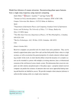 Model-free inference of unseen attractors: Reconstructing phase space
  features from a single noisy trajectory using reservoir computing