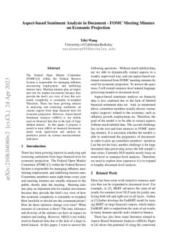 Aspect-based Sentiment Analysis in Document -- FOMC Meeting Minutes on
  Economic Projection