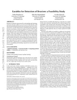 Earables for Detection of Bruxism: a Feasibility Study