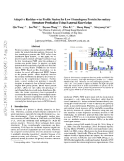 Adaptive Residue-wise Profile Fusion for Low Homologous Protein
  SecondaryStructure Prediction Using External Knowledge