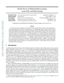 On the Power of Differentiable Learning versus PAC and SQ Learning