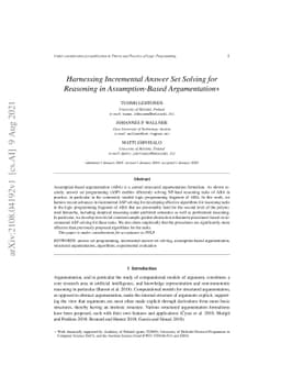 Harnessing Incremental Answer Set Solving for Reasoning in
  Assumption-Based Argumentation
