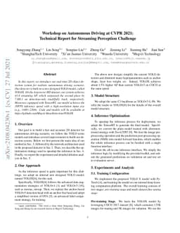 Workshop on Autonomous Driving at CVPR 2021: Technical Report for
  Streaming Perception Challenge