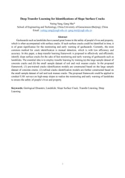 Deep Transfer Learning for Identifications of Slope Surface Cracks