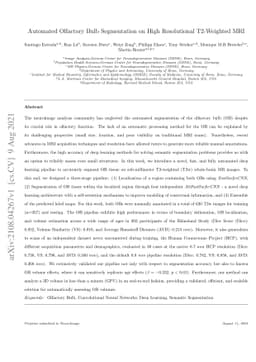 Automated Olfactory Bulb Segmentation on High Resolutional T2-Weighted
  MRI