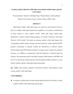 Creating synthetic night-time visible-light meteorological satellite
  images using the GAN method