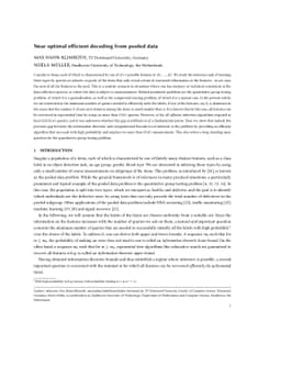 Near optimal efficient decoding from pooled data
