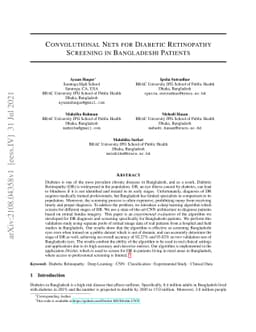 Convolutional Nets for Diabetic Retinopathy Screening in Bangladeshi
  Patients