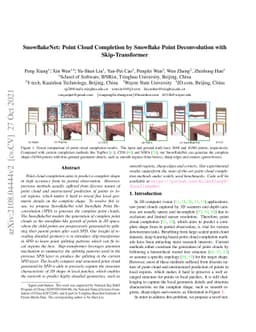 SnowflakeNet: Point Cloud Completion by Snowflake Point Deconvolution
  with Skip-Transformer