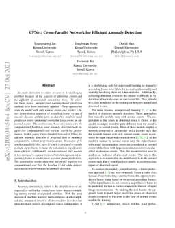 CPNet: Cross-Parallel Network for Efficient Anomaly Detection