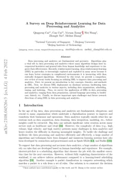 A Survey on Deep Reinforcement Learning for Data Processing and
  Analytics