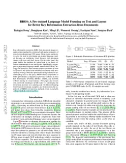 BROS: A Pre-trained Language Model Focusing on Text and Layout for
  Better Key Information Extraction from Documents