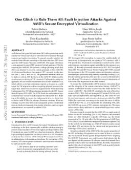 One Glitch to Rule Them All: Fault Injection Attacks Against AMD's
  Secure Encrypted Virtualization