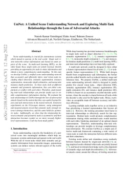 UniNet: A Unified Scene Understanding Network and Exploring Multi-Task
  Relationships through the Lens of Adversarial Attacks