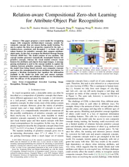 Relation-aware Compositional Zero-shot Learning for Attribute-Object
  Pair Recognition