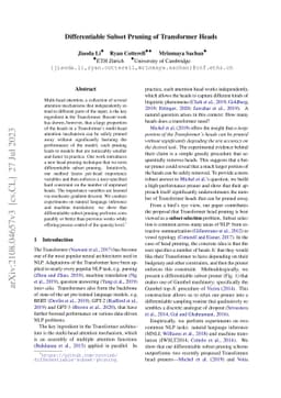Differentiable Subset Pruning of Transformer Heads