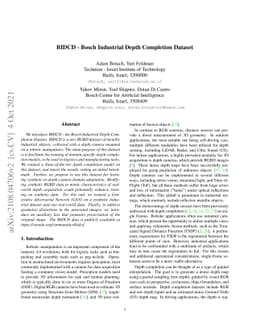 BIDCD -- Bosch Industrial Depth Completion Dataset