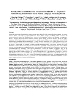 A Study of Social and Behavioral Determinants of Health in Lung Cancer
  Patients Using Transformers-based Natural Language Processing Models